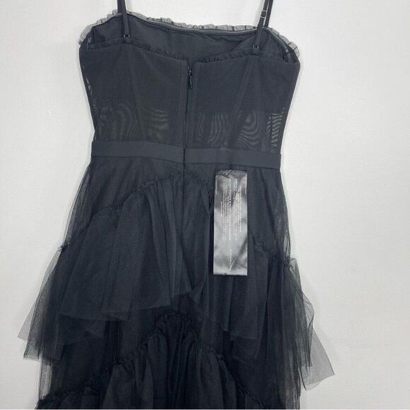 BCBGMAXAZRIA  Size 2 Oly Corset Tulle Tiered Ruffle Trimmed Gown, Black - Picture 8 of 10